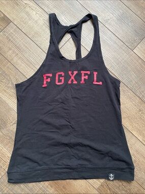 flag nor fail Black Racerback Tank with Red FGXFL Logo